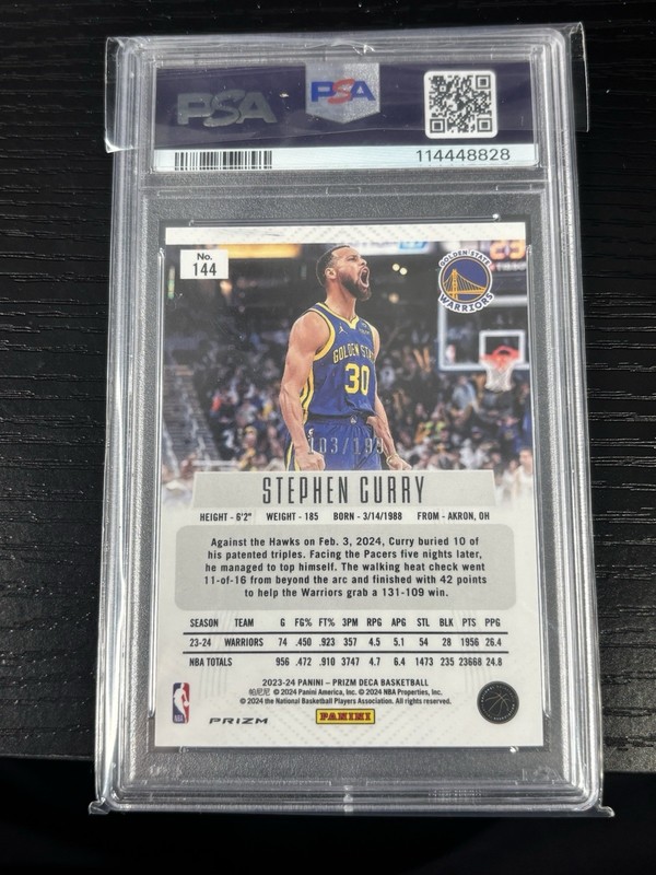 2023 Stephen Curry Prizm Deca TRUE RED PRIZM PSA 10 /199 view 2
