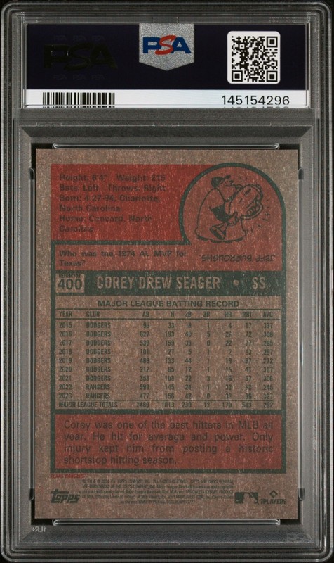 Corey Seager 2024 Topps Heritage #400 Chrome Refractor /575 PSA 10 view 2