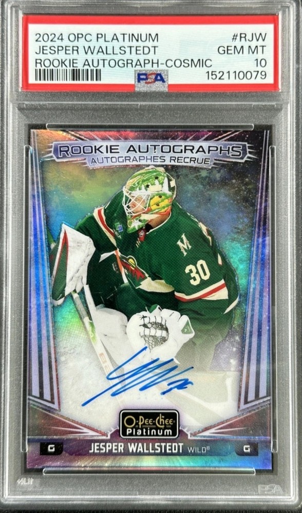 2024-25 O-PEE-CHEE Platinum PSA 10 Jesper Wallstedt /50 Cosmic Rookie Auto RC