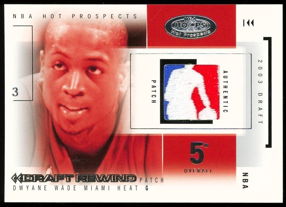 2004-05 Hoops Hot Prospects Draft Rewind GAME WORN LOGOMAN PATCH /15 Dwyane Wade