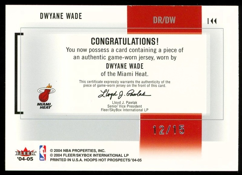 2004-05 Hoops Hot Prospects Draft Rewind GAME WORN LOGOMAN PATCH /15 Dwyane Wade view 2