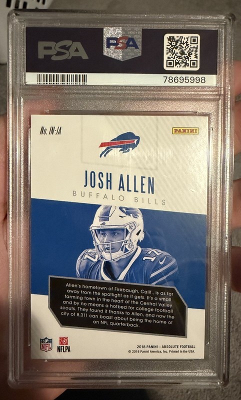 JOSH ALLEN 2018 PANINI ABSOLUTE INTRODUCTIONS ROOKIE #JA BILLS PSA 10 view 2