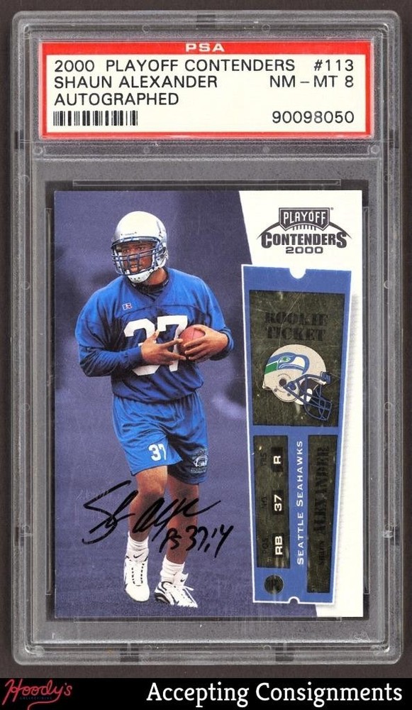 2000 Playoff Contenders #113 Shaun Alexander RC ROOKIE AUTO PSA 8 NM-MT Seahawks