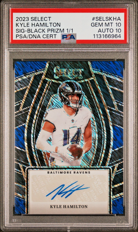 2023 Select Kyle Hamilton Black Prizm Auto 1/1 PSA 10 Auto 10 Pop 1 Ravens Grail view 2