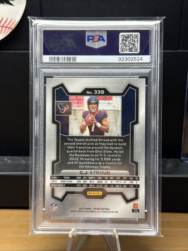 2023 Panini Prizm CJ Stroud #339 PSA 9 RC Texans view 2