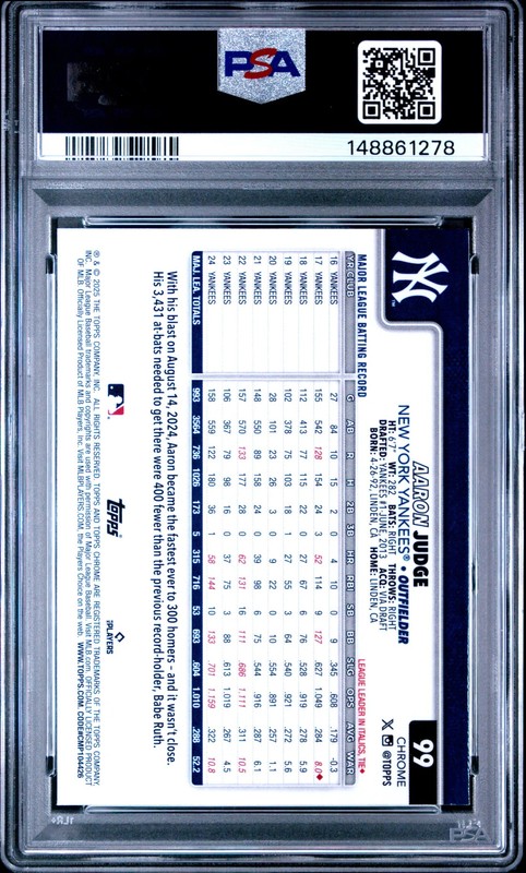 2025 Topps Chrome Aaron Judge #99 PSA 9 view 2