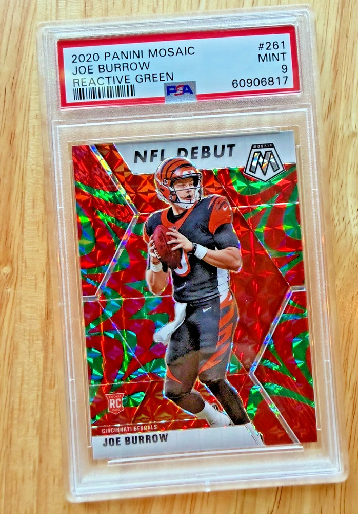 2020 Panini Mosaic - NFL Debut Joe Burrow #261 Reactive Green Mosaic Prizm (RC)