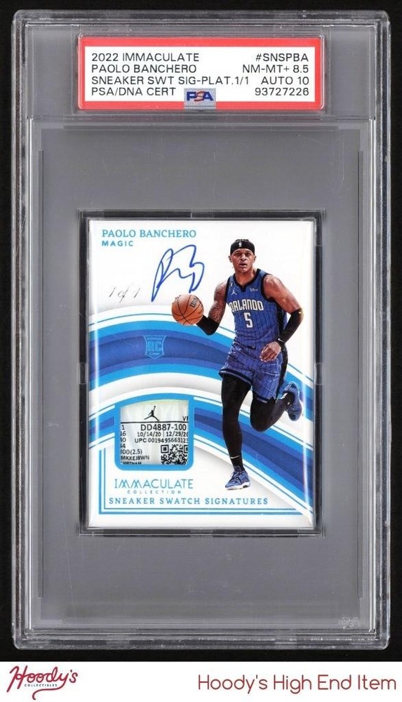 2022-23 Immaculate Sneaker Paolo Banchero RPA ROOKIE TAG PATCH AUTO 1/1 PSA 8.5