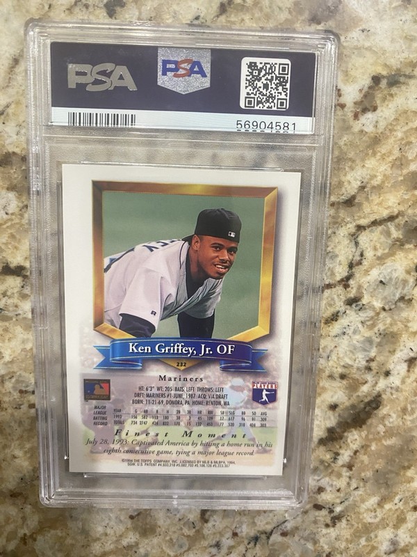 1994 Topps Finest Ken Griffey Jr Refractor PSA 8 view 2
