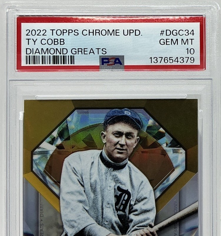 Ty Cobb PSA 10 -2022 Topps Chrome ‘Diamond Greats’ -Tigers, HOF, Georgia Peach view 2