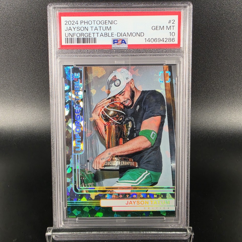 Jayson Tatum 2024-25 Panini Photogenic Unforgettable Diamond 37/75 PSA 10