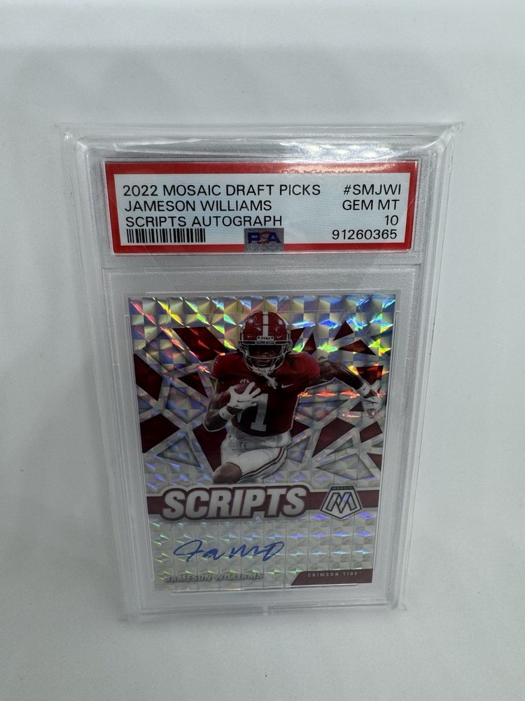 2022 Mosaic Draft Picks Scripts Jameson Williams Rookie Auto Lions PSA 10