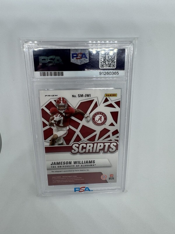 2022 Mosaic Draft Picks Scripts Jameson Williams Rookie Auto Lions PSA 10 view 2