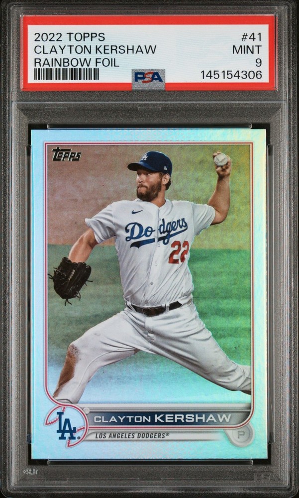 Clayton Kershaw 2022 Topps #41 Rainbow Foil PSA 9
