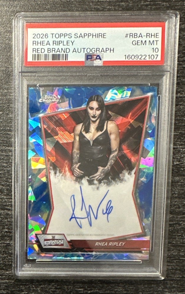 RHEA RIPLEY - 2026 Topps Chrome WWE Sapphire On Card AUTO #RBA-RHE - PSA 10 GEM