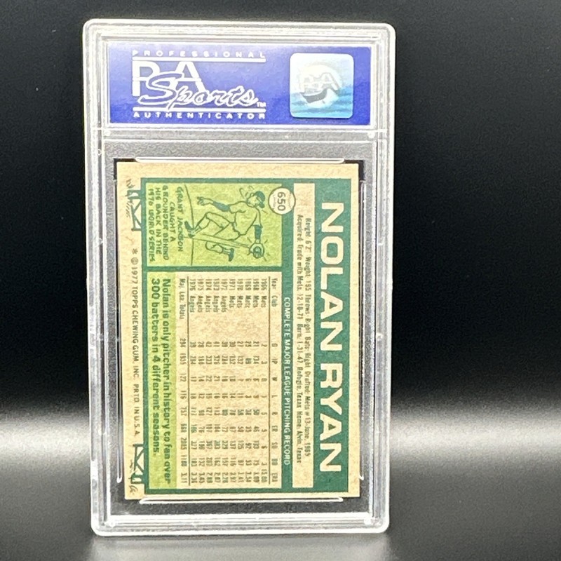 Topps 1977 Nolan Ryan #650 California Angels PSA Graded Baseball Card view 2