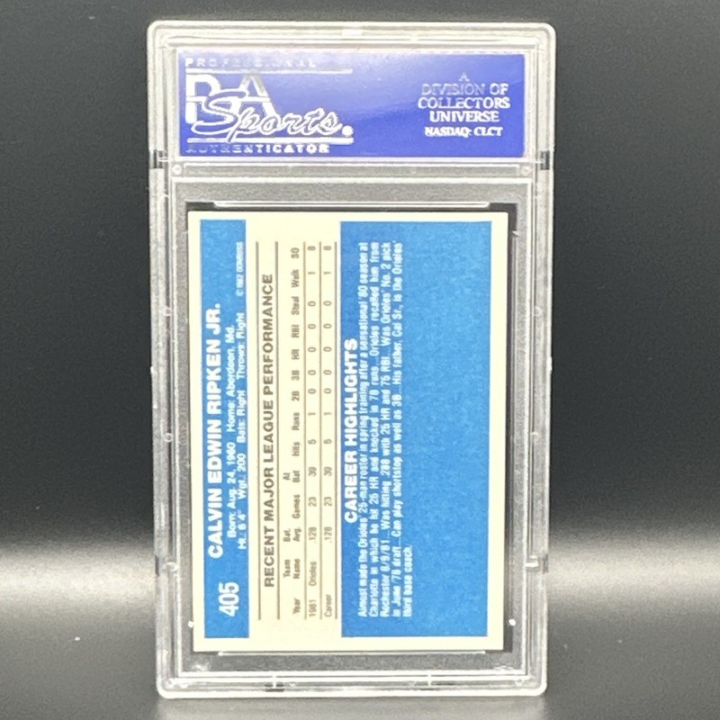 Donruss 1982 Cal Ripken Jr Rookie #405 Baltimore Orioles PSA 9 view 2