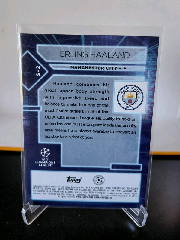 2023 Topps Chrome UEFA UCL Erling Haaland Specimen Insert #S-2 Manchester City view 2