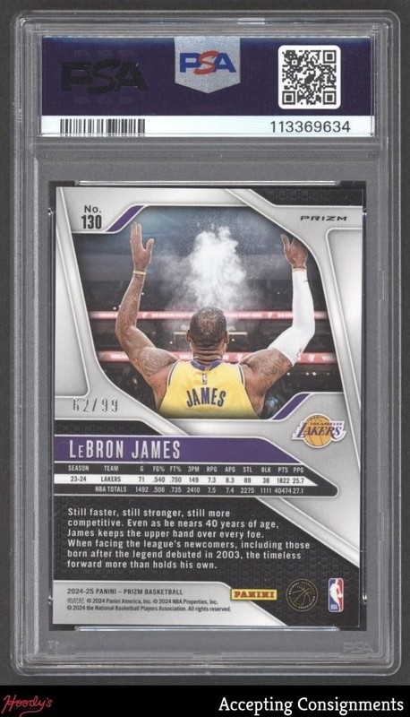 2024-25 Panini Prizm Blue Seismic #130 LeBron James /99 PSA 9 MINT Lakers view 2