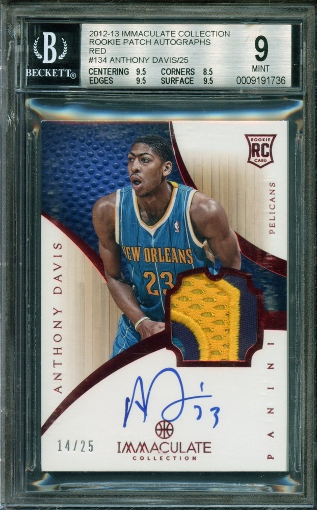 2012 Immaculate Anthony Davis #134 (Rookie Patch Auto Red /25) - BGS 9 MINT