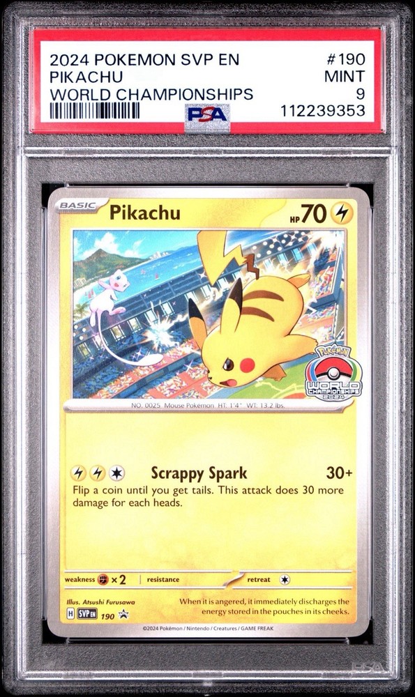 PSA 9 2024 POKEMON SVP EN-SV BLACK STAR PROMO WORLD CHAMPIONSHIPS #190 PIKACHU