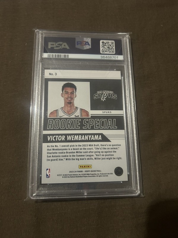 2023 Panini NBA Hoops Victor Wembanyama RC Rookie Special #3 PSA 9 Spurs view 2