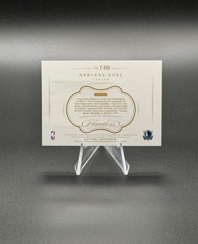 NERLENS NOEL 2016-17 Panini Flawless Game-Worn Patch Platinum One of One 1/1 view 2
