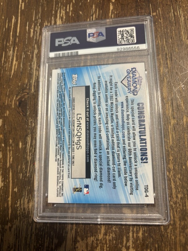 Albert Pujols PSA 10 2011 Topps Diamond Giveaway Redemption view 2