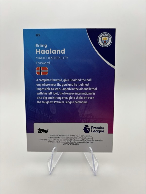 2025-26 Topps Chrome Sapphire Premier League-Erling Haaland #125 Gold /50 view 2