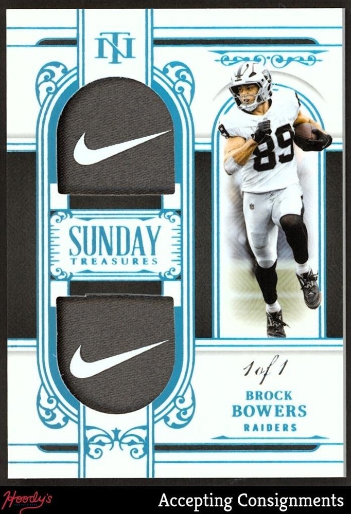 2025 National Treasures Sunday Logo #20 Brock Bowers DUAL NIKE LOGO PATCH 1/1