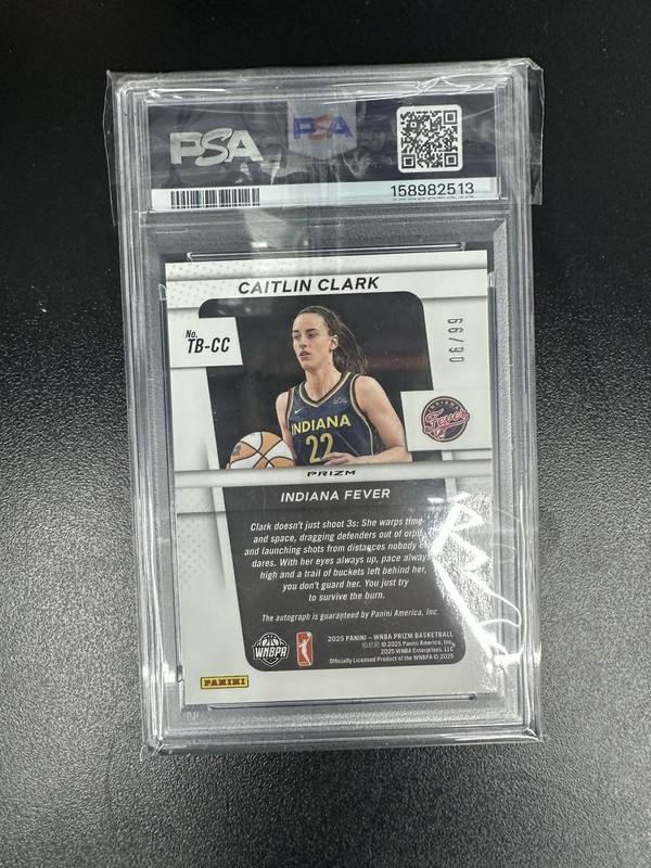 CAITLIN CLARK 2025-26 PANINI PRIZM WNBA RED AUTO /99 #TB-CC FEVER PSA 9 Auto 10 view 2