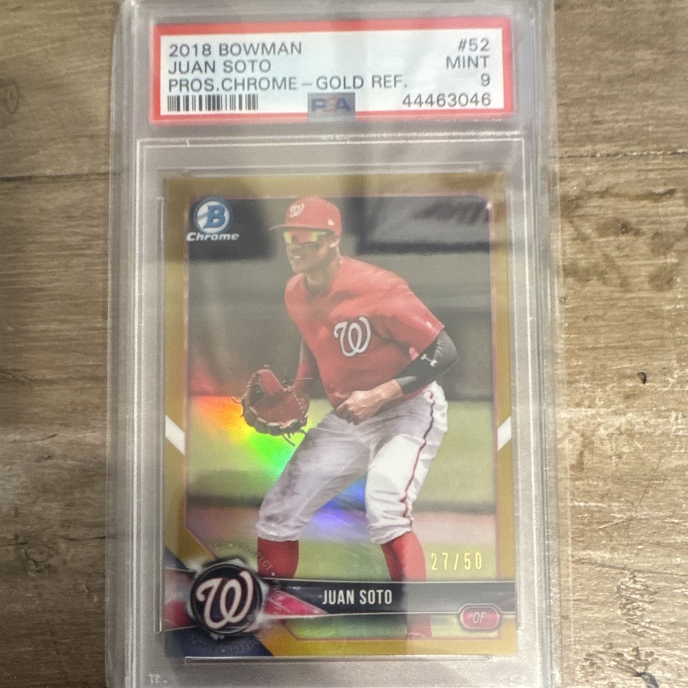 Topps 2018 Bowman Chrome Prospects Juan Soto RC #BCP52 Gold Refractor /50 PSA 9