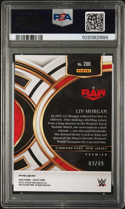 2024 Select WWE Liv Morgan #200 Orange Prizm /49 PSA 10 view 2