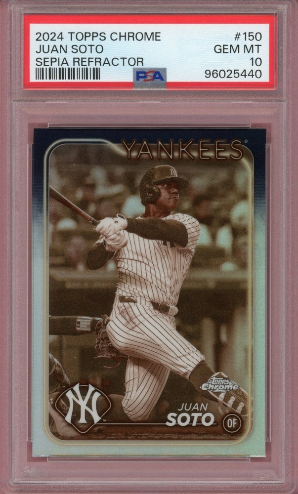2024 Topps Chrome Sepia Refractor #150 Juan Soto Baseball Card PSA Gem MT 10