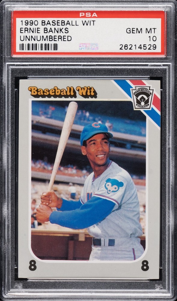 1990 Baseball Wit Ernie Banks Cubs PSA 10 Pop 1/2 Rare HOF Vintage