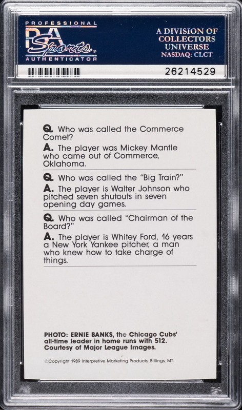 1990 Baseball Wit Ernie Banks Cubs PSA 10 Pop 1/2 Rare HOF Vintage view 2
