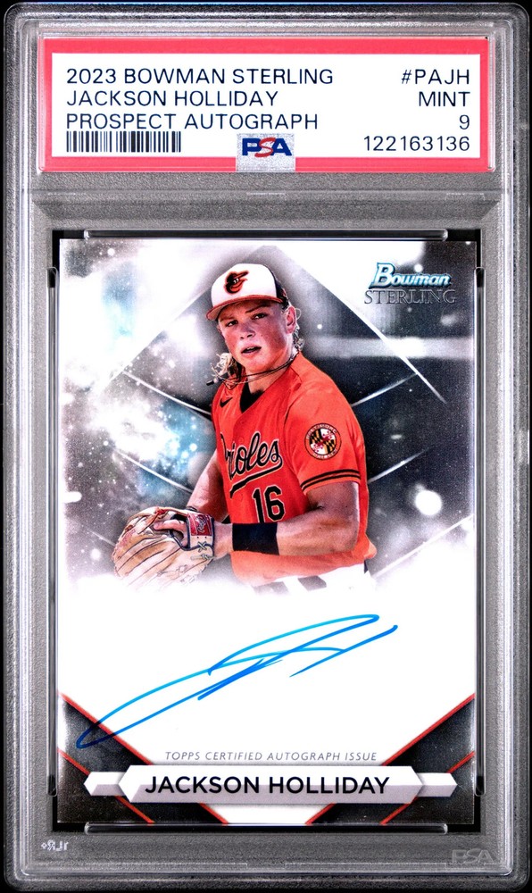 2023 Bowman Sterling Prospect Autographs Jackson Holliday #PAJH PSA 9
