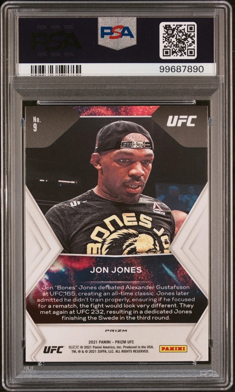 2021 Panini Prizm UFC Fireworks Jon Jones #9 Silver PSA 10 view 2