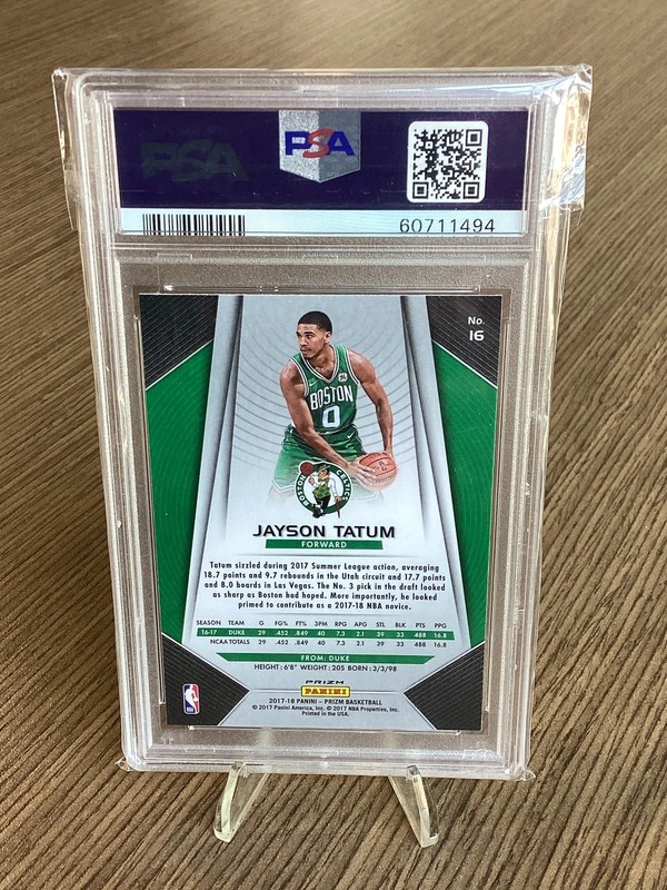 2017 Panini Prizm Jayson Tatum #16 Silver PSA 10 view 2
