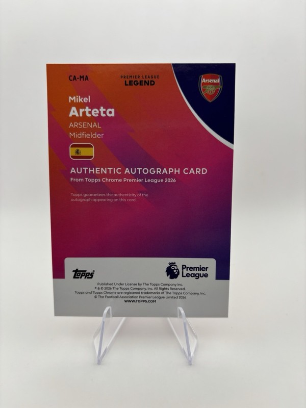 2025-26 Topps Chrome Sapphire Premier League-Mikel Arteta Legend Auto #CA-MA /25 view 2