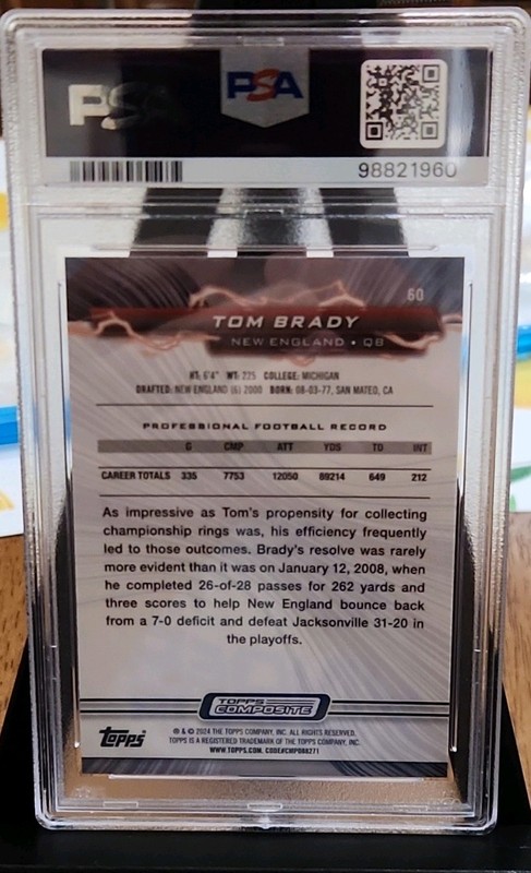 Topps 2023 Composite Resurgence Tom Brady #60 Prism Refractor PSA 10 Patriots view 2
