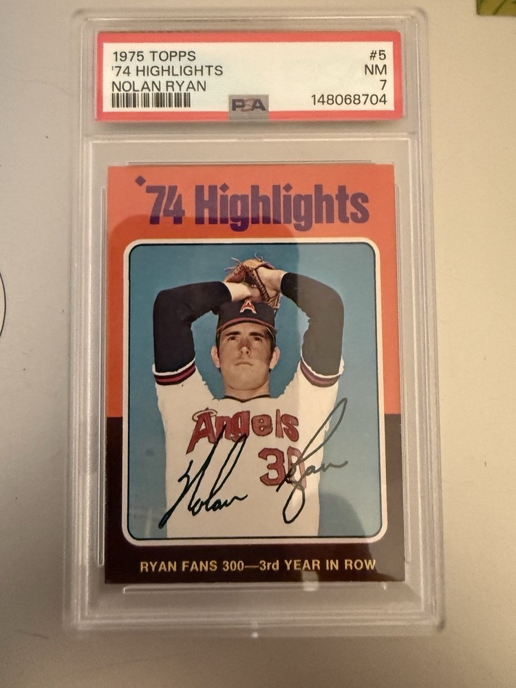 1975 Topps Baseball #5 '74 Highlights Nolan Ryan PSA 7
