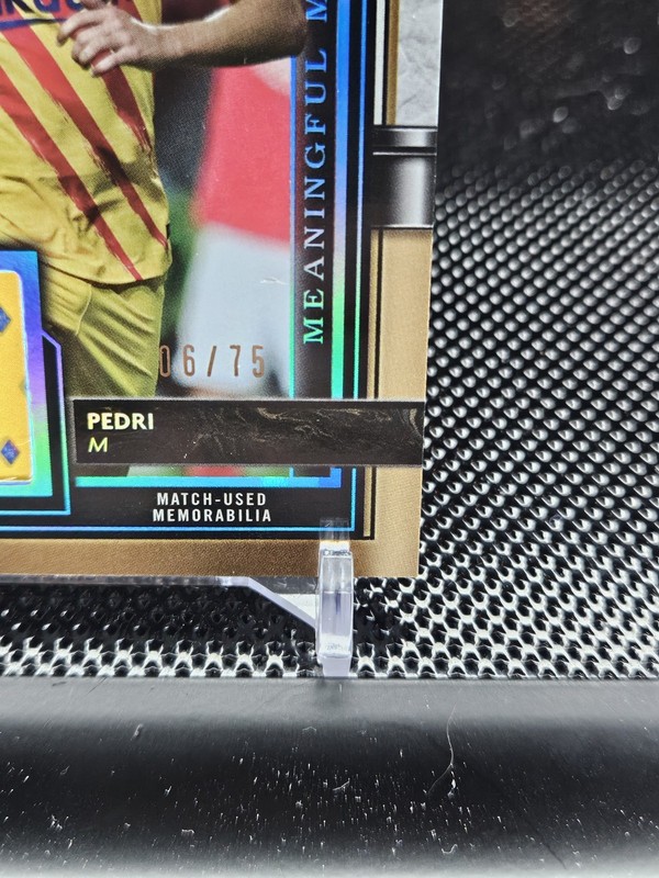 2021-22 Topps Museum UCL Pedri Meaningful Material Relics Card /75 Game Worn view 2