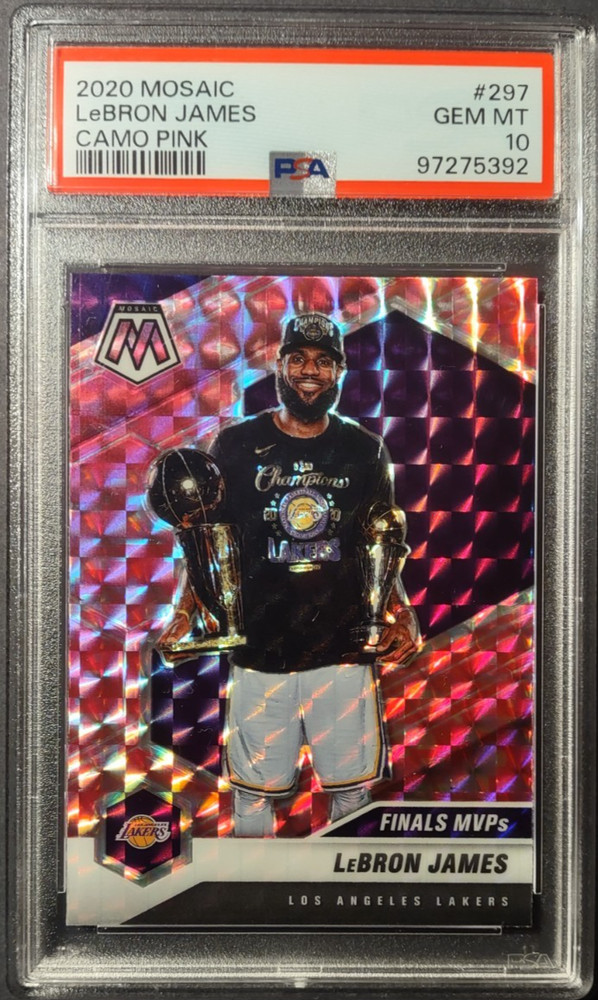2020-21 Panini Mosaic Lebron James 297 Camo Pink PSA 10