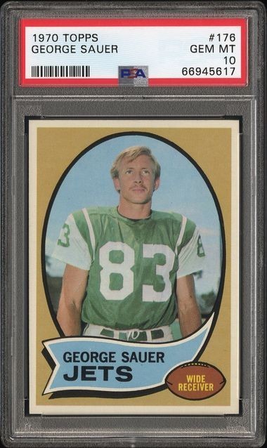 1970 Topps Football George Sauer #176 PSA 10 NEW YORK JETS GEM MINT POP 4