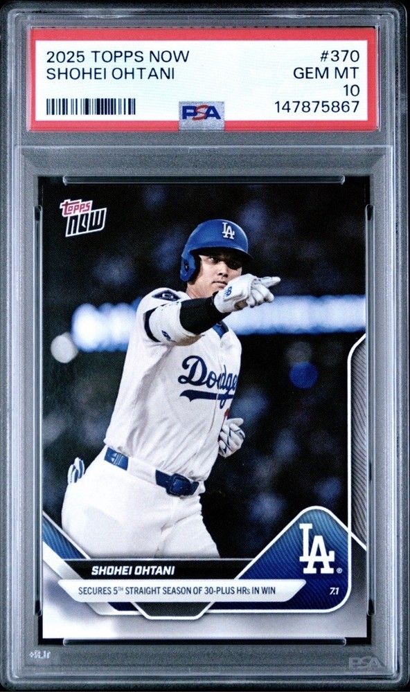 2025 Topps Now Shohei Ohtani #370 5th Straight Season Of 30-Plus HR PSA 10 (QTY)