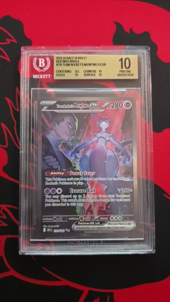 2025 Pokemon SV Destined Rivals Team Rocket's Mewtwo ex #231/182 BGS Pristine 10