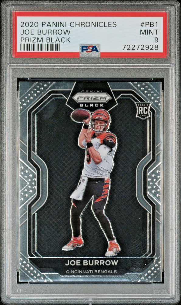 2020 Panini Chronicles Prizm Black #PB1 Joe Burrow Bengals RC Rookie PSA 9