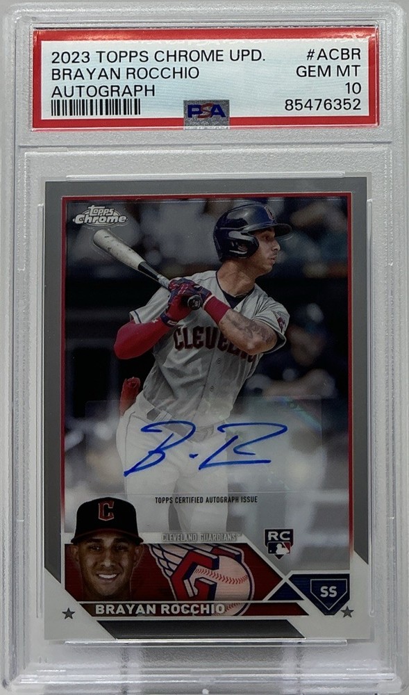 Brayan Rocchio Rookie Auto PSA 10- 2023 Topps Chrome -Guardians  ‘The Professor’