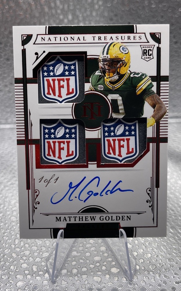 Matthew Golden 2025 National Treasures RPA 1/1 Rookie Patch Auto Triple Shield
